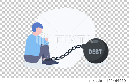 借金が足枷で座り込む男性 131466630