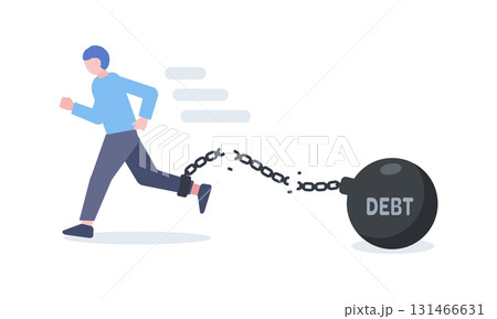 借金の足枷が外れて走り出す男性 131466631