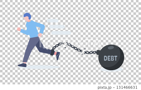 借金の足枷が外れて走り出す男性 131466631