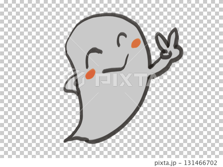 Illustration of a ghost making a peace sign 131466702