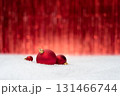 Christmas Background With Red Baubles On Snow And Festive Copy Space 131466744