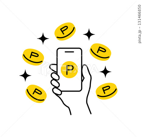 スマホとポイントコインのカットイラスト 131466850