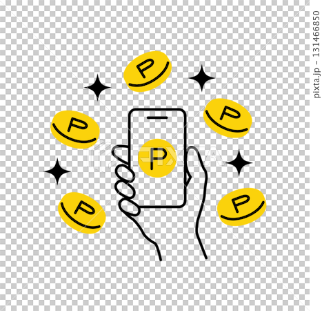 スマホとポイントコインのカットイラスト 131466850