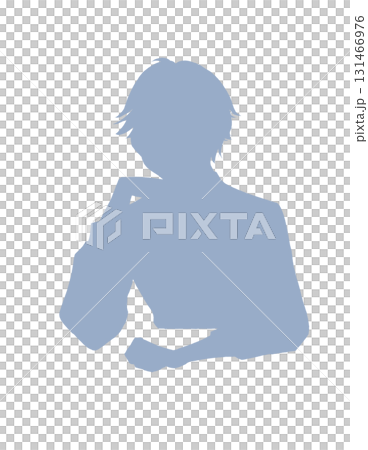 Aristocratic man silhouette resting his chin on his hand 131466976