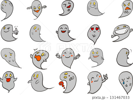 色々な顔のオバケのイラストのセット・絵文字のようなセット 131467033