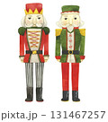Christmas nutcrackers watercolor illustrations. Toy soldier decoration hand drawn 131467257