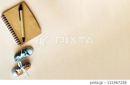 A lot of office and school stationery on a white background 131467286