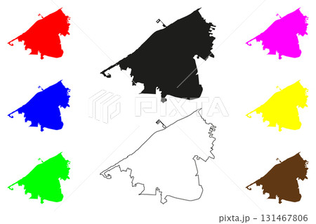 Campeche city (United Mexican States, Mexico, Campeche State) map vector illustration, scribble sketch San Francisco de Campeche map 131467806