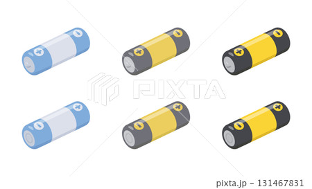 斜め上から見たかわいい乾電池のイラスト素材 131467831