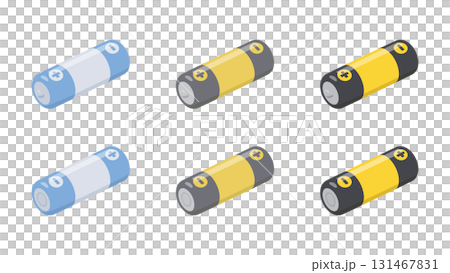 斜め上から見たかわいい乾電池のイラスト素材 131467831