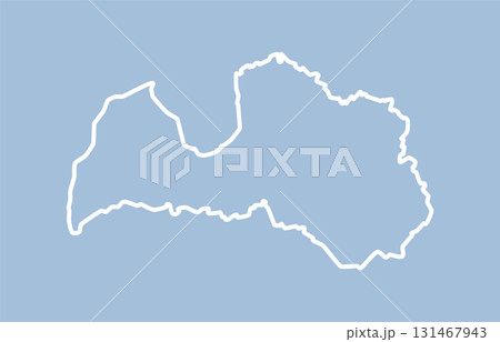 Vector outline map of Latvia line border country 131467943