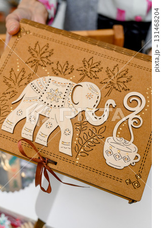 Handmade product with an image of an elephant and a cup Handmade product with an image of an elephant and a cup 131468204