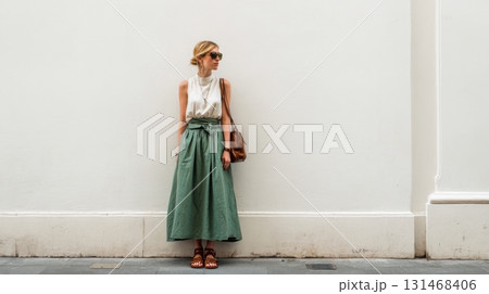 Chic woman by the wall 131468406