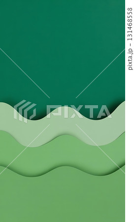 Layered green paper with wavy edges creates an abstract background design 131468558