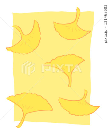 黄色背景のイチョウのイラスト 131468683