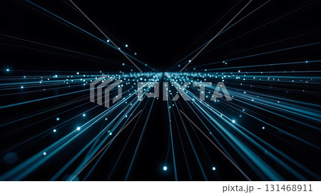 Abstract background with glowing blue lines and dots on a dark backdrop view Abstract background with glowing blue lines and dots on a dark backdrop view 131468911