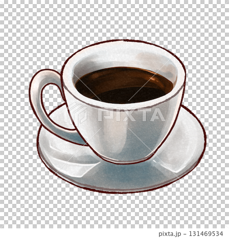 咖啡杯的手繪光柵插圖 131469534