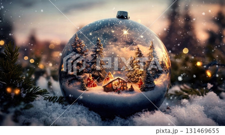 A deep blue glass Christmas ornament A deep blue glass Christmas ornament 131469655