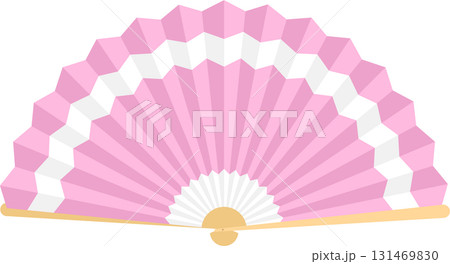 Elegant pink fan with white accents, perfect for cooling and adding a touch of refined style. 131469830
