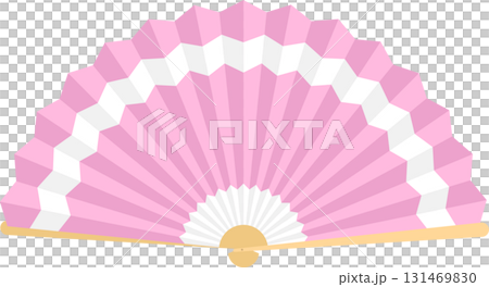 Elegant pink fan with white accents, perfect for cooling and adding a touch of refined style. 131469830