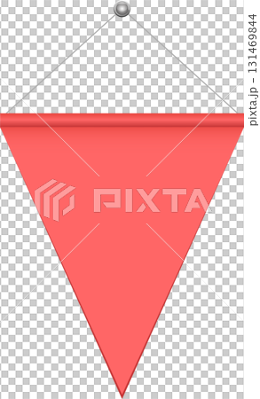 Vivid red pennant banner hanging from a silver chain, perfect for display and decoration. Vivid red pennant banner hanging from a silver chain, perfect for display and decoration. 131469844