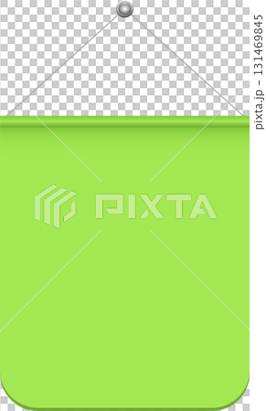 A vibrant lime green banner hangs suspended by a silver chain, creating a blank canvas for messages. A vibrant lime green banner hangs suspended by a silver chain, creating a blank canvas for messages. 131469845