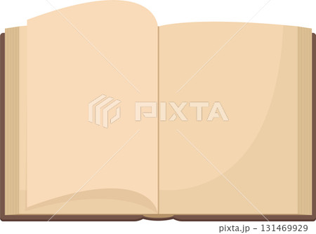 A vintage book is opened to reveal blank pages, inviting stories, thoughts, or illustrations. 131469929