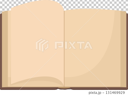 A vintage book is opened to reveal blank pages, inviting stories, thoughts, or illustrations. 131469929