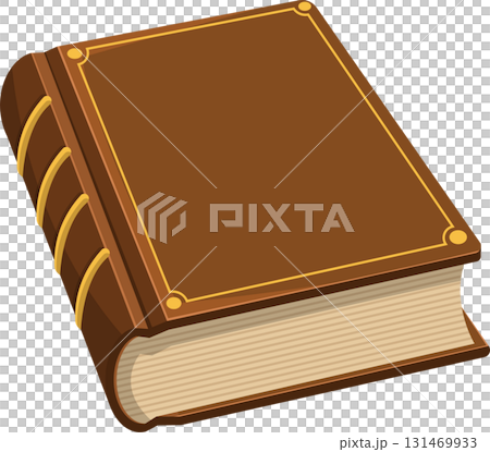An antique brown book with gold accents resting on a surface, ready for reading and stories. An antique brown book with gold accents resting on a surface, ready for reading and stories. 131469933