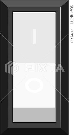 An illuminated switch in the on position, featuring a clean design with a grayscale color palette. An illuminated switch in the on position, featuring a clean design with a grayscale color palette. 131469959