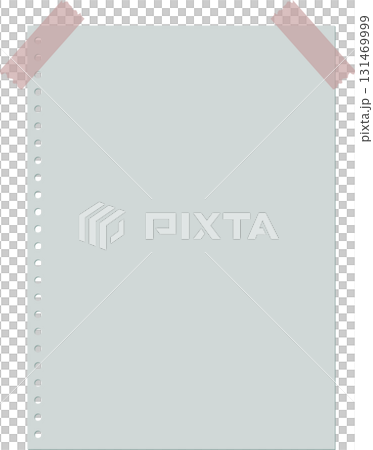 Blank paper with perforated edge, attached to surface with pink tape on the upper corners. Blank paper with perforated edge, attached to surface with pink tape on the upper corners. 131469999