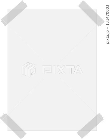 Blank white sheet of paper attached to a wall with tape, ready for notes or messages. 131470003