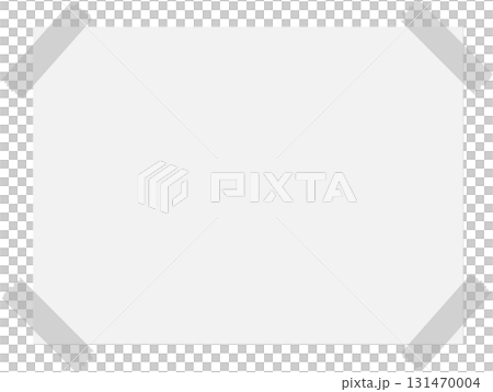 Blank white paper sheet held by tape for notes, ideas, reminders, or visual presentations. 131470004
