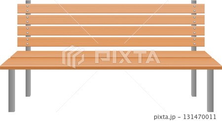 Park bench with horizontal wooden slats and metal legs for resting in public spaces. 88 characters Park bench with horizontal wooden slats and metal legs for resting in public spaces. 88 characters 131470011