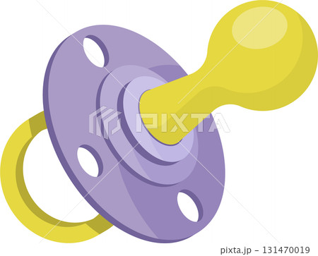 Cute baby pacifier in purple and yellow, perfect for soothing little ones. Soft and comforting. 131470019