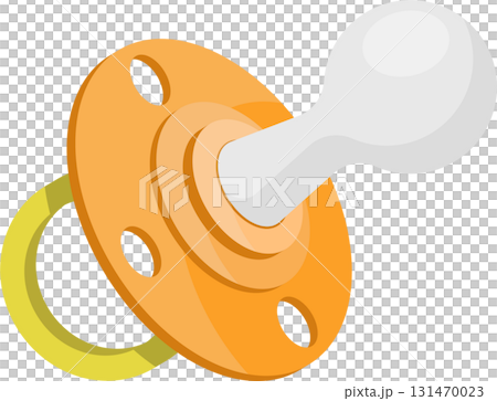 Pacifier: An orange and yellow baby soother with a white nipple for comfort and calming needs. 131470023