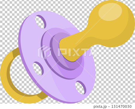 Stylized pacifier with a lavender shield, gold nipple, and gold ring suitable for baby Stylized pacifier with a lavender shield, gold nipple, and gold ring suitable for baby 131470030
