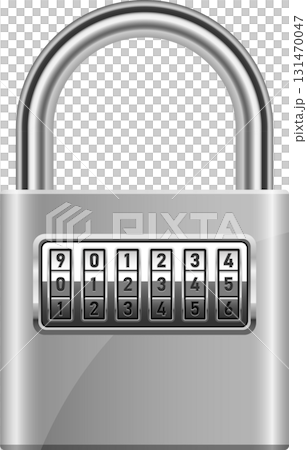 Secure combination lock with a gleaming silver finish, ensuring safety and protection. 131470047