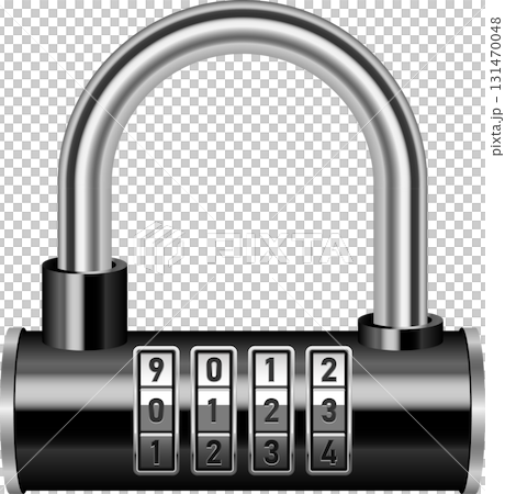 Padlock with number dials, security and protection concept, secure access, combination lock. 131470048