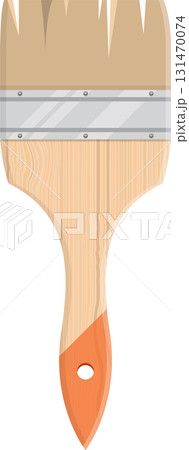 A wooden paint brush with metal fixture and hole for hanging, on a black studio background. A wooden paint brush with metal fixture and hole for hanging, on a black studio background. 131470074