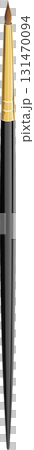 A close-up image of a stylized paintbrush with a golden ferrule and a black handle. 131470094