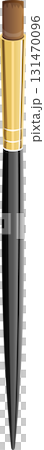 A cartoon illustration of a long brush, gold on top and gray on the bottom, on black background. 131470096