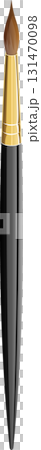 A sleek paintbrush with a gold ferrule and a gray handle is isolated against a black background. 131470098