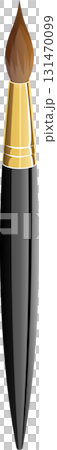 Stylized drawing of a painting tool with a brush tip, gold section, and long black handle. Stylized drawing of a painting tool with a brush tip, gold section, and long black handle. 131470099