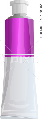 Tube of paint with purple and white coloring in a cartoon style for artistic needs. Tube of paint with purple and white coloring in a cartoon style for artistic needs. 131470102