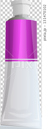Tube of paint with purple and white coloring in a cartoon style for artistic needs. Tube of paint with purple and white coloring in a cartoon style for artistic needs. 131470102