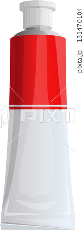 Tube container with red and white sections, often used for creams, gels, paints, or similar products. Tube container with red and white sections, often used for creams, gels, paints, or similar products. 131470104