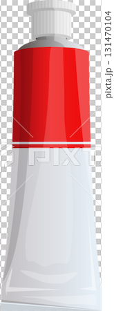 Tube container with red and white sections, often used for creams, gels, paints, or similar products. Tube container with red and white sections, often used for creams, gels, paints, or similar products. 131470104