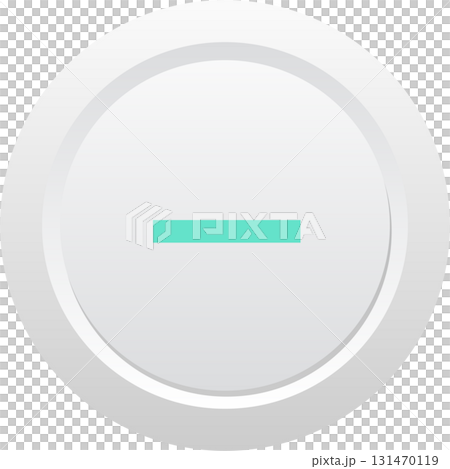 A minimalistic button icon featuring a horizontal bar on a round, white and gray, interface. 131470119