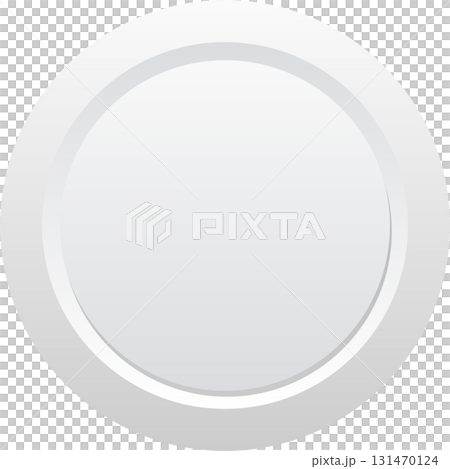 A simple white plate with a clean, round design and subtle gradient against a dark background. 131470124